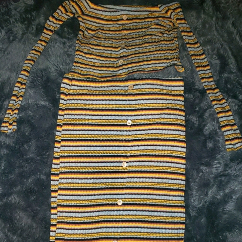 Striped Crop top Midi skirt set